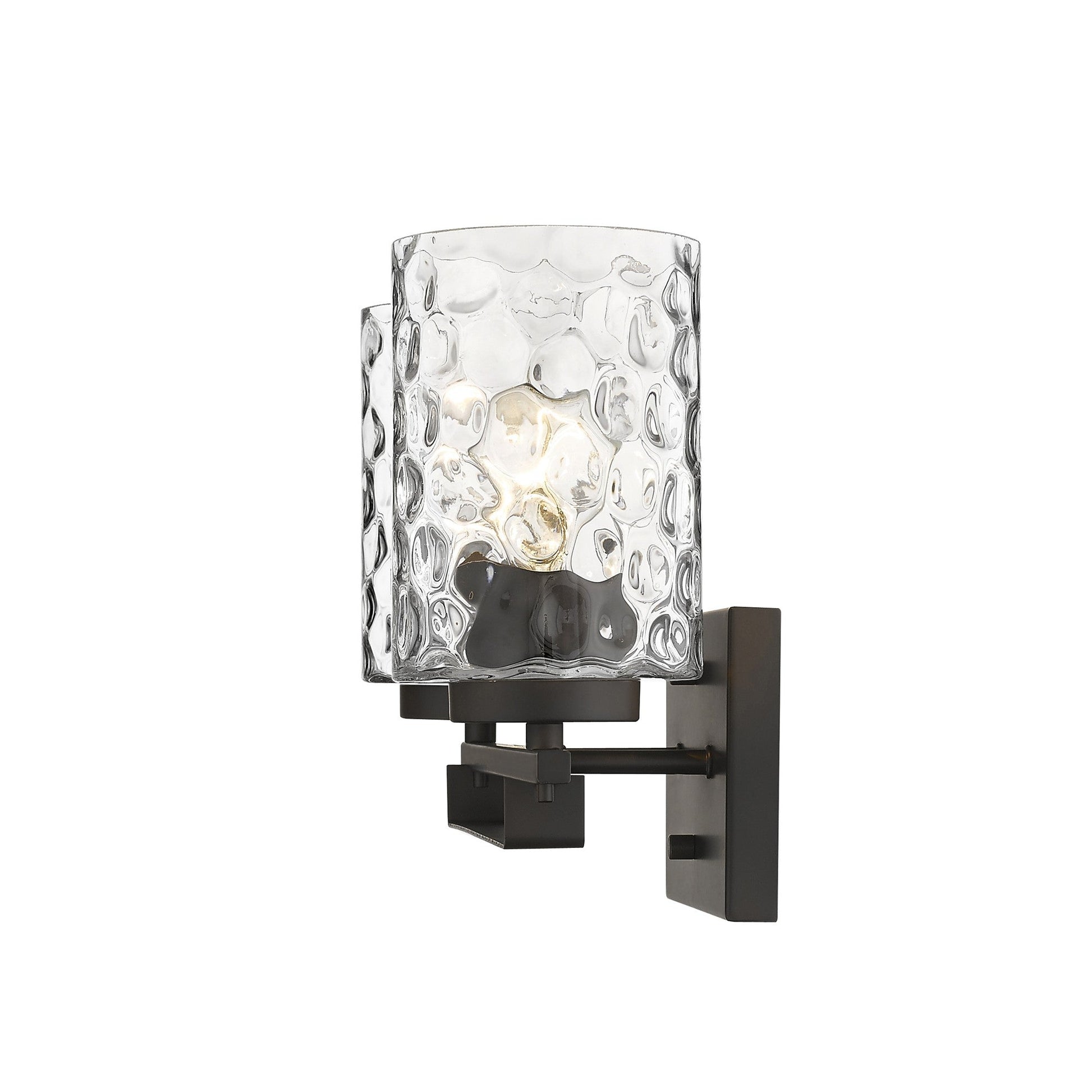 HomeRoots Bronze Metal Two Light Wall Sconce With Pebbled Glass Finish