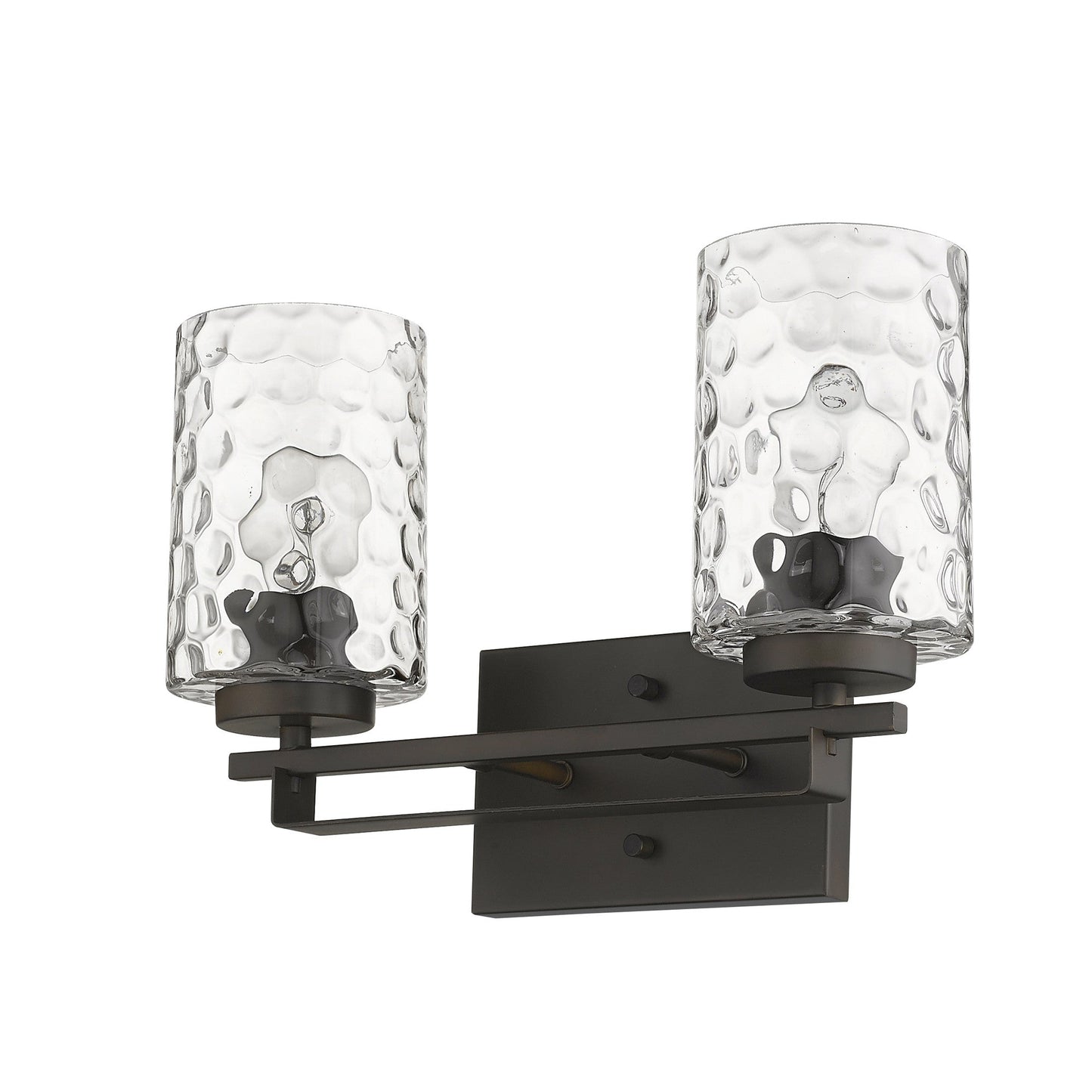HomeRoots Bronze Metal Two Light Wall Sconce With Pebbled Glass Finish