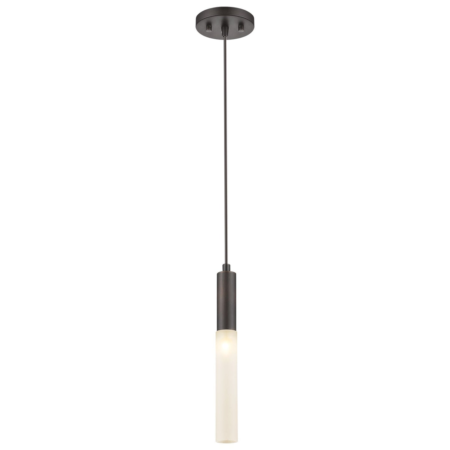 HomeRoots Bronze Pendant Hanging Light With Frosted Glass Shade