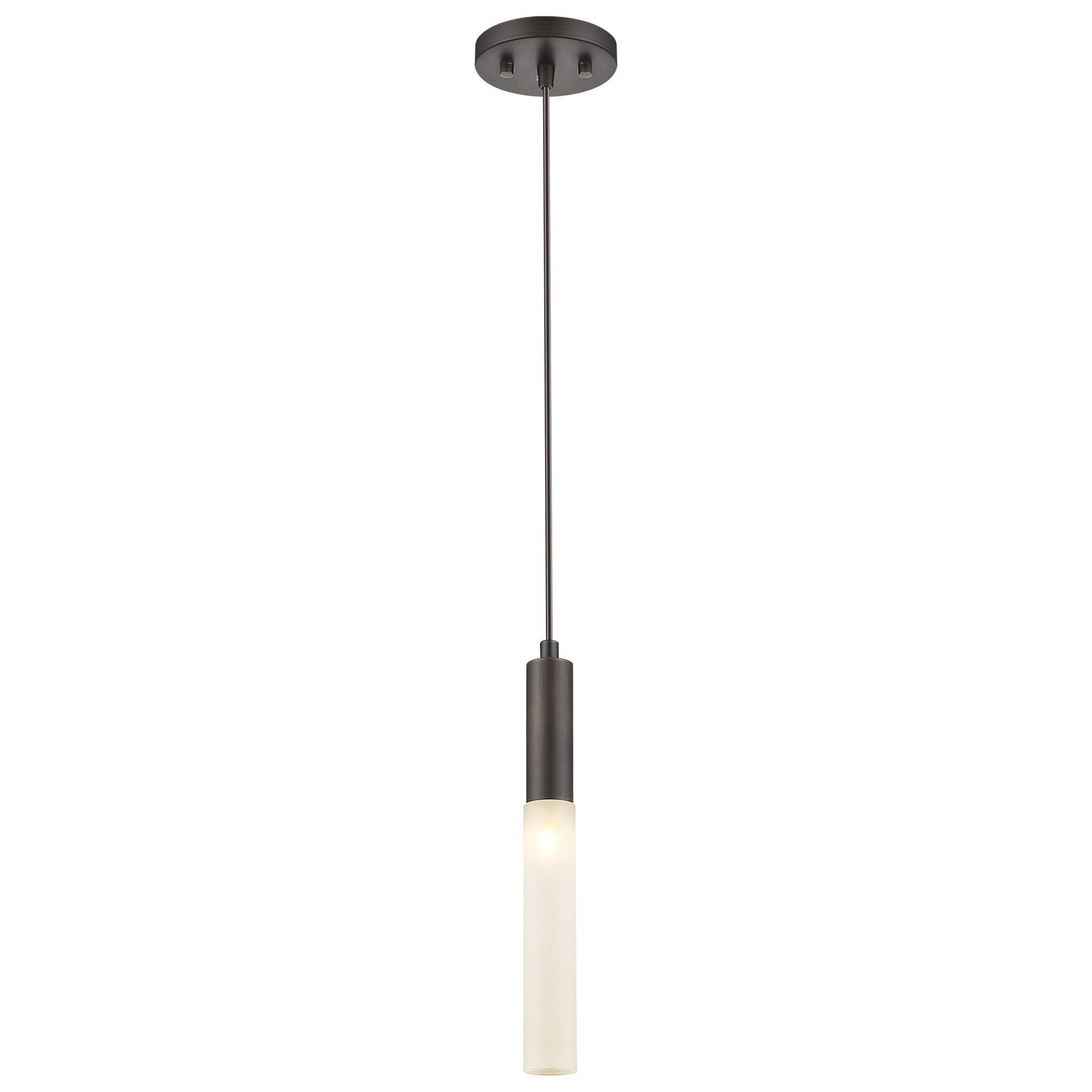HomeRoots Bronze Pendant Hanging Light With Frosted Glass Shade