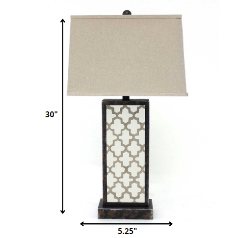 HomeRoots Bronze Table Lamp With Rock Floral Base
