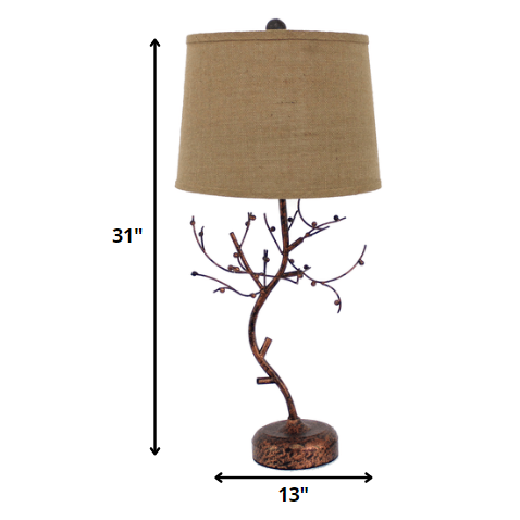 HomeRoots Bronze Vintage Metal Table Lamp With Elegant Tree Base