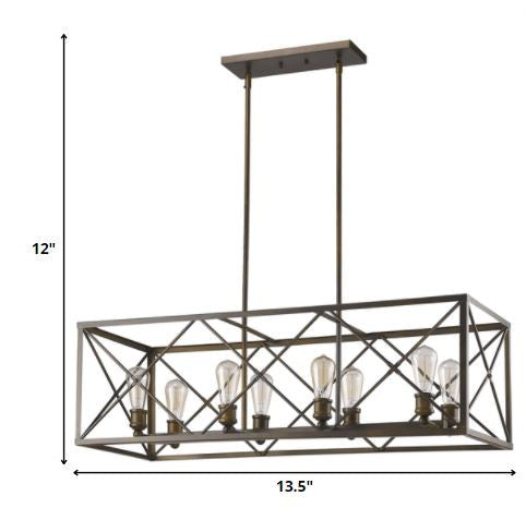 HomeRoots Brooklyn 8-Light Island Pendant With Metal Framework Shade in Oil Rubbed Bronze Finish