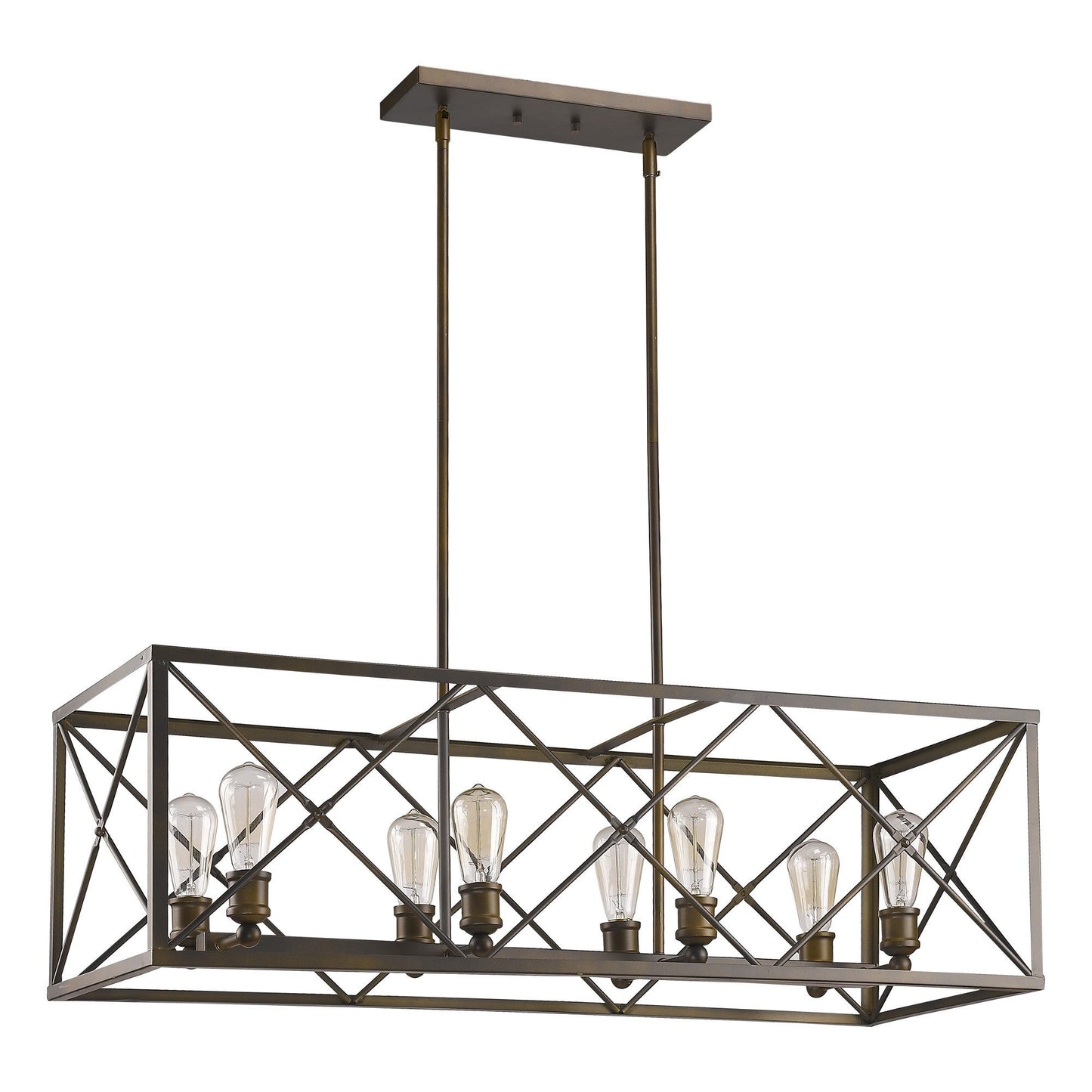 HomeRoots Brooklyn 8-Light Island Pendant With Metal Framework Shade in Oil Rubbed Bronze Finish