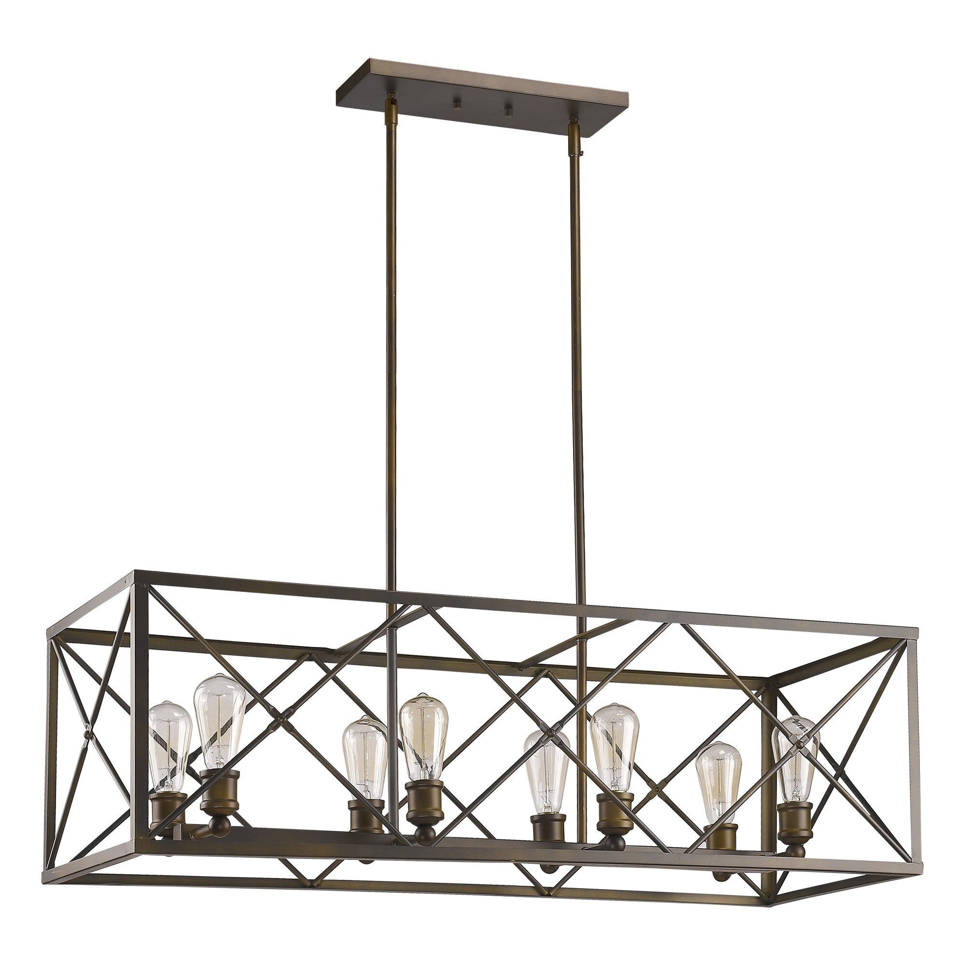 HomeRoots Brooklyn 8-Light Island Pendant With Metal Framework Shade in Oil Rubbed Bronze Finish