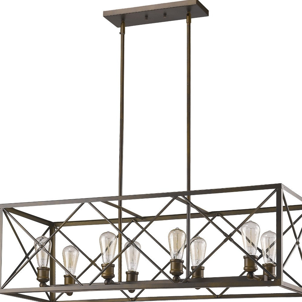 HomeRoots Brooklyn 8-Light Island Pendant With Metal Framework Shade in Oil Rubbed Bronze Finish