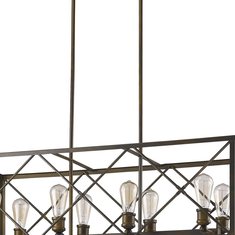 HomeRoots Brooklyn 8-Light Island Pendant With Metal Framework Shade in Oil Rubbed Bronze Finish