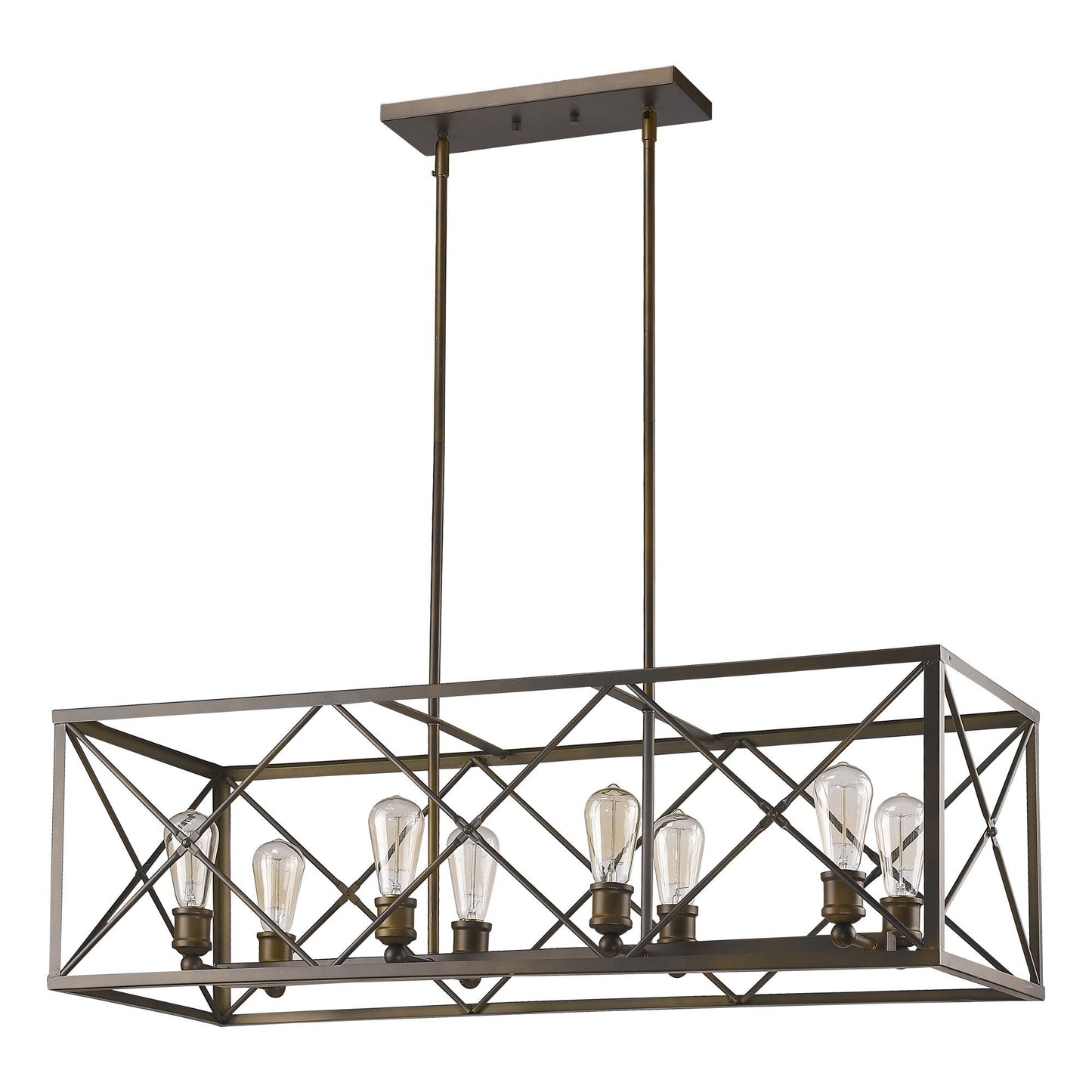HomeRoots Brooklyn 8-Light Island Pendant With Metal Framework Shade in Oil Rubbed Bronze Finish