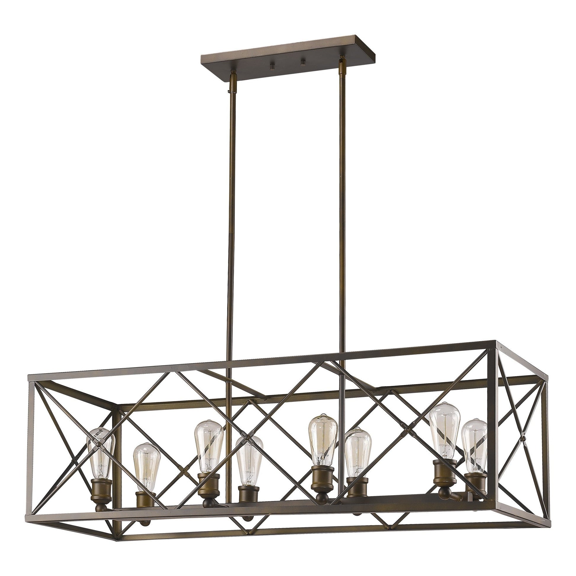HomeRoots Brooklyn 8-Light Island Pendant With Metal Framework Shade in Oil Rubbed Bronze Finish