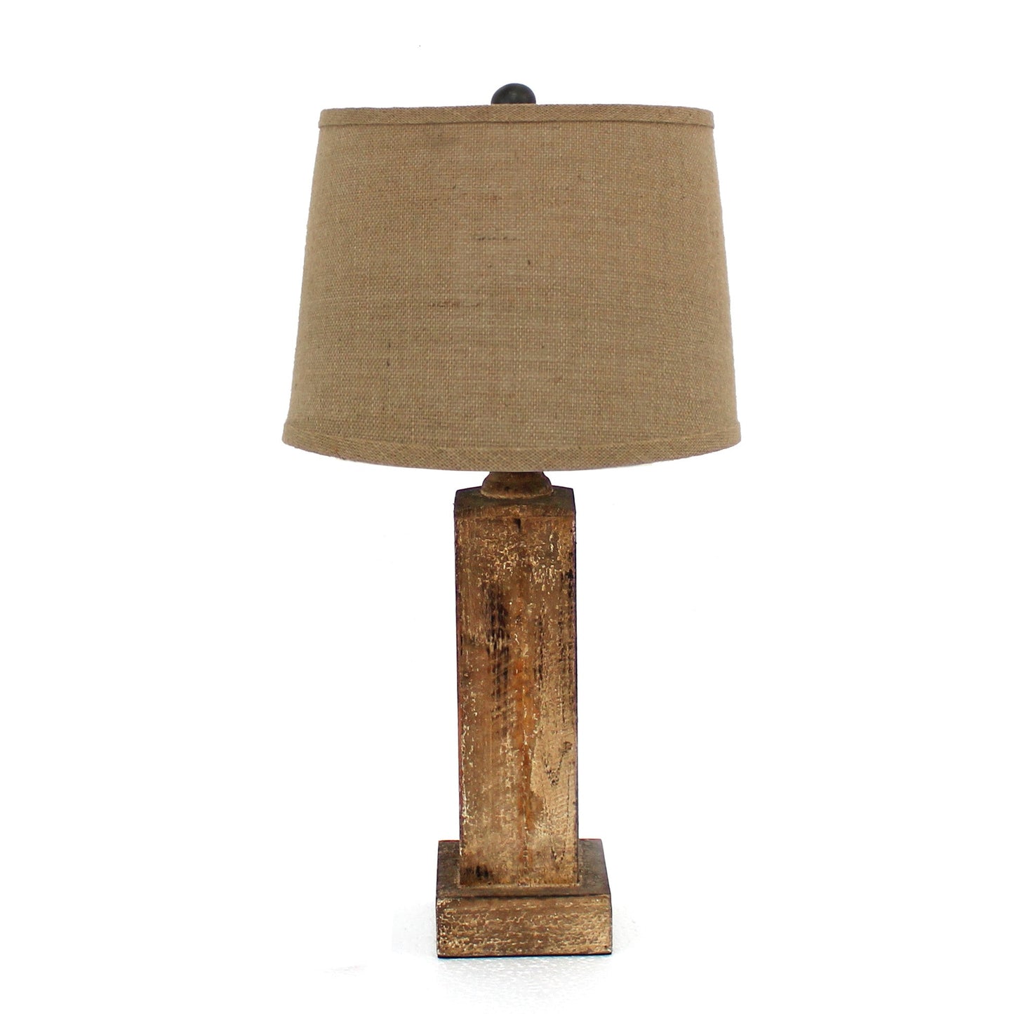 HomeRoots Brown Rustic Table Lamp With Round Linen Shade