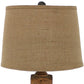 HomeRoots Brown Rustic Table Lamp With Round Linen Shade