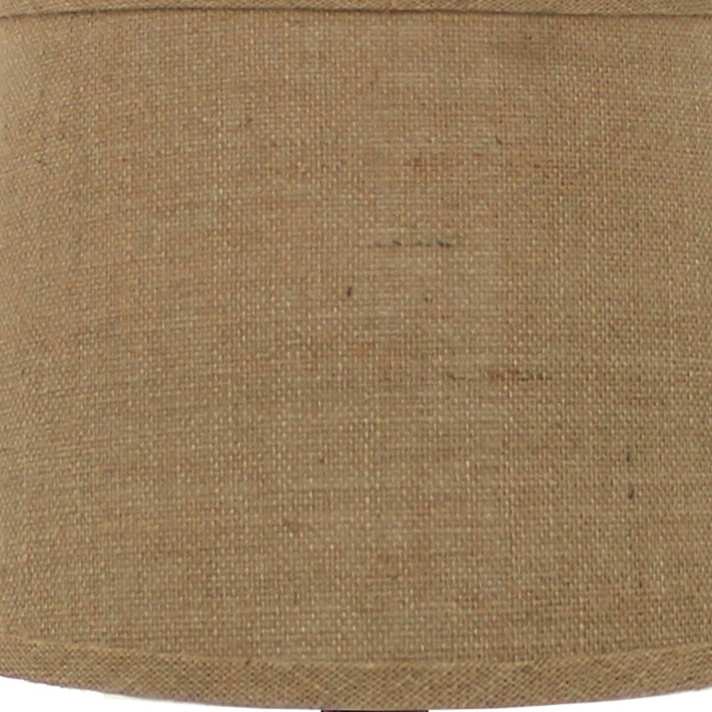 HomeRoots Brown Rustic Table Lamp With Round Linen Shade