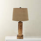 HomeRoots Brown Rustic Table Lamp With Round Linen Shade