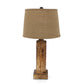 HomeRoots Brown Rustic Table Lamp With Round Linen Shade