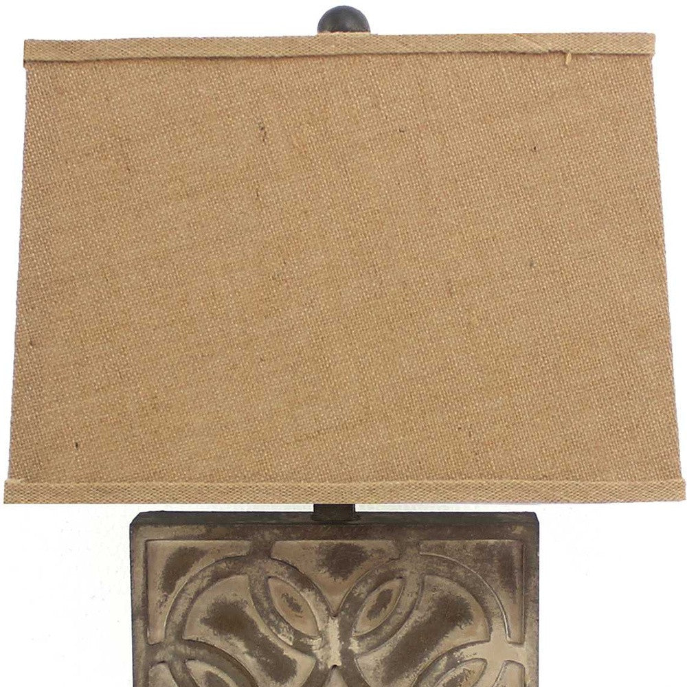 HomeRoots Brown Vintage Table Lamp With Khaki Linen Shade
