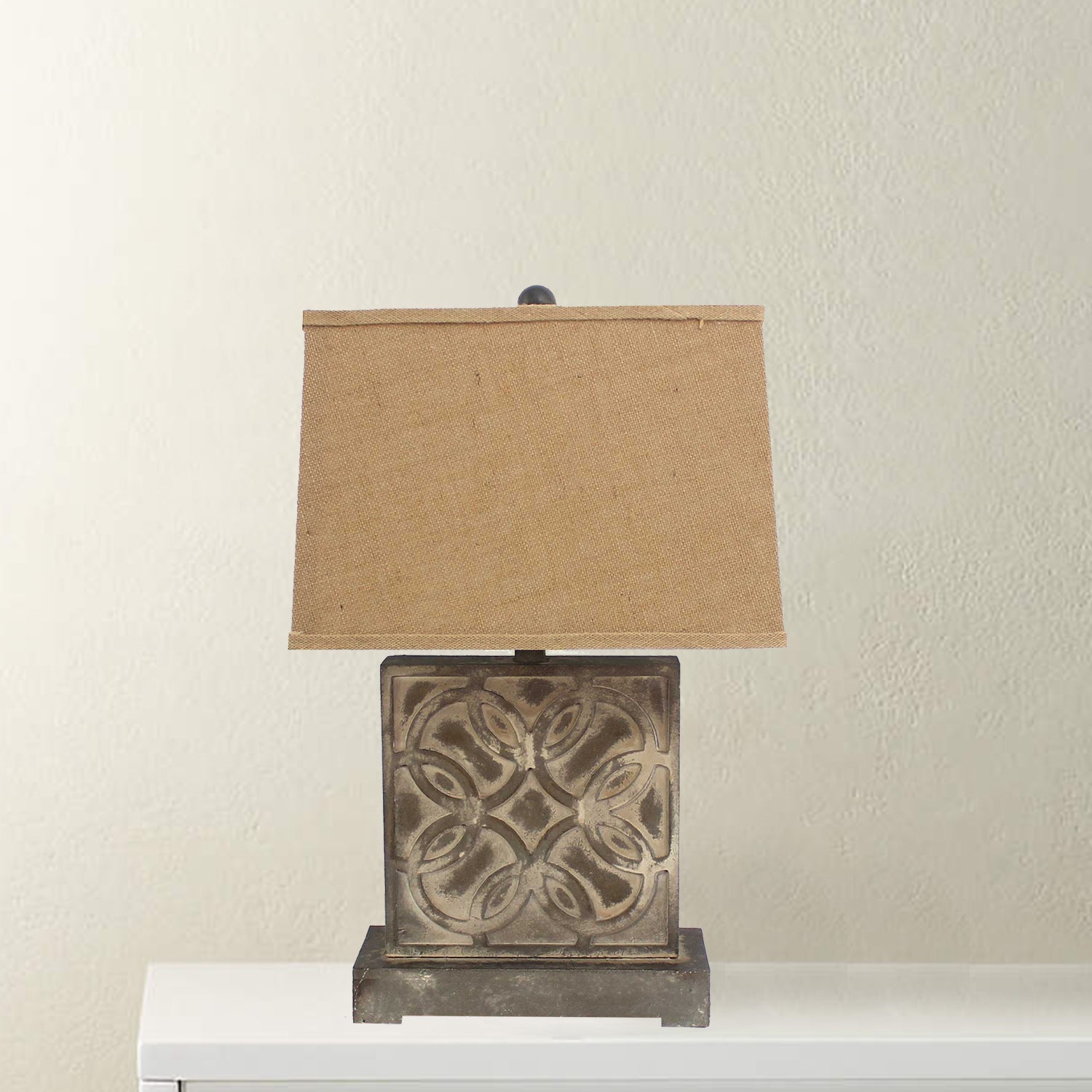 HomeRoots Brown Vintage Table Lamp With Khaki Linen Shade