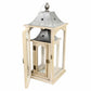 HomeRoots Brown Wood finished Frame Glass and Metal Top Lanterns in Set of Two