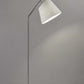 HomeRoots Brushed Steel Floor Lamp With Black Marble Block Base and Angled White Linen Shade