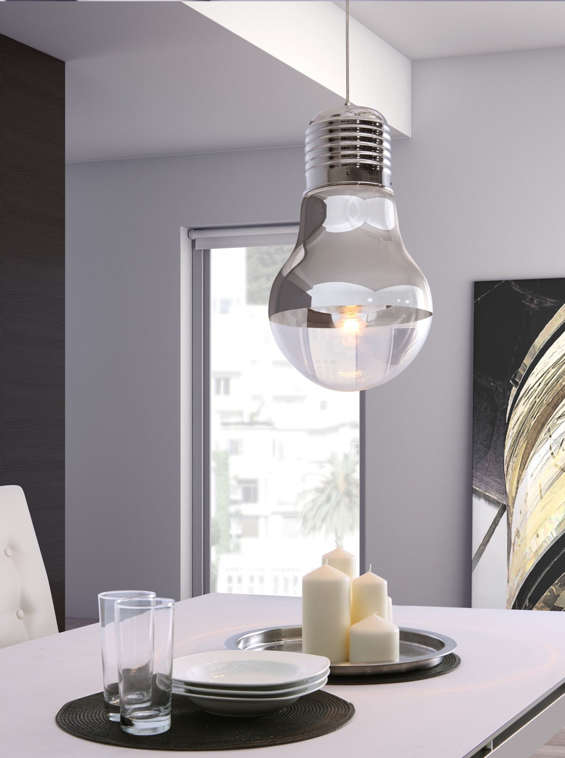 HomeRoots Bulb Ceiling Lamp in Silver Finish