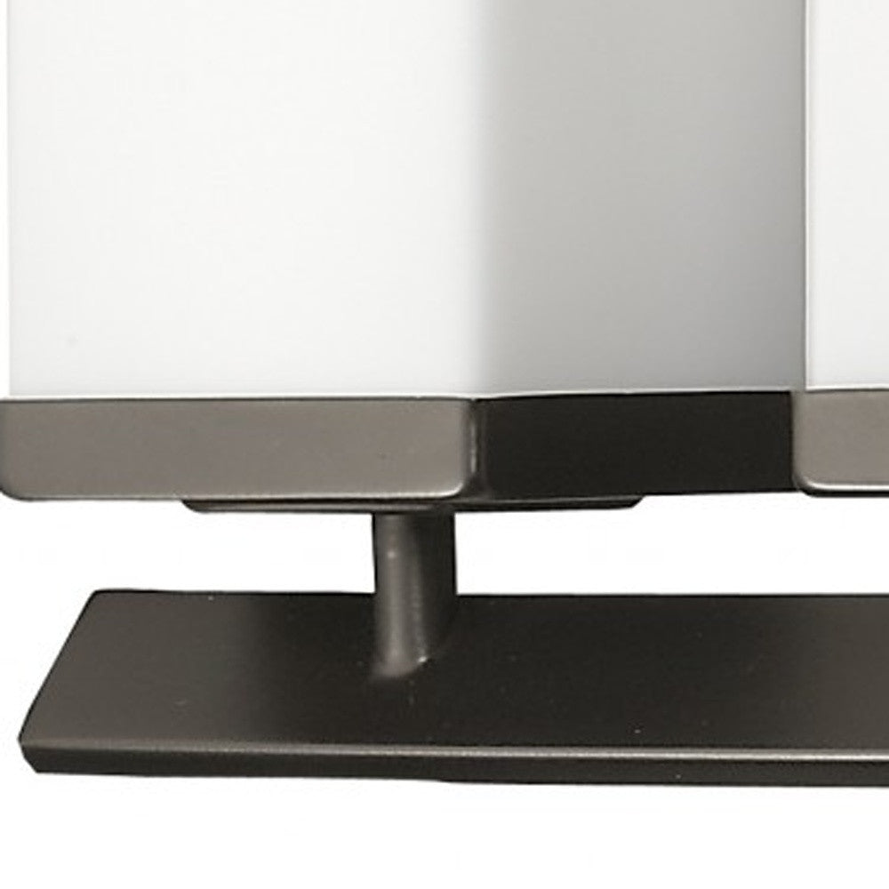 HomeRoots Burgundy 5-Light Vanity Light With Etched Glass Shades and Oil Rubbed Bronze Finish