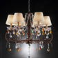 HomeRoots Burnished Bronze Hanging Ceiling Lamp With Clear and Amber Crystals