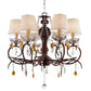 HomeRoots Burnished Bronze Hanging Ceiling Lamp With Clear and Amber Crystals