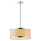HomeRoots Butler 2-Light Polished Chrome Pendant With Coarse Cream Linen Shade And Opal Acrylic Diffuser