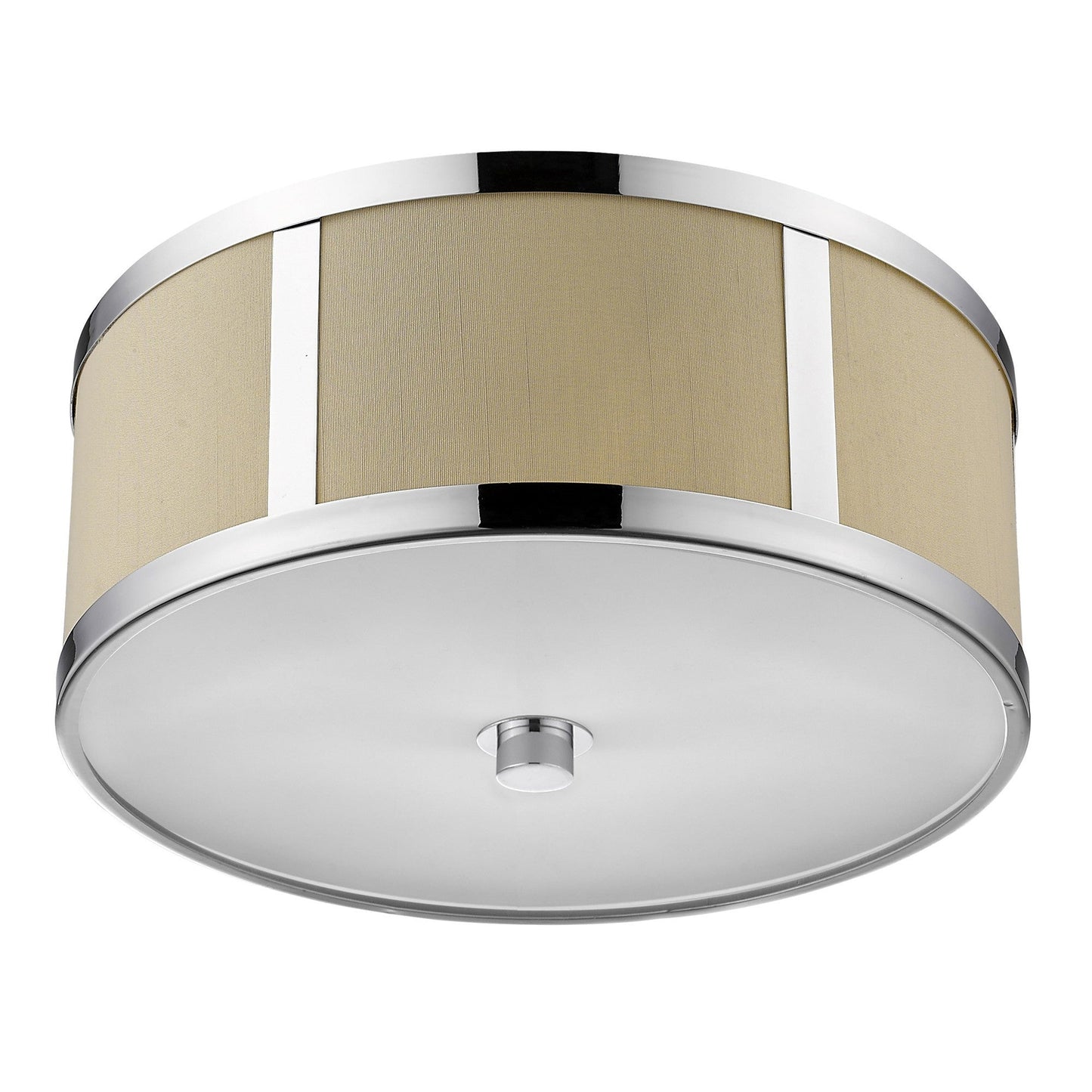 HomeRoots Butler 2-Light Polished Chrome Pendant With Coarse Cream Linen Shade And Opal Acrylic Diffuser