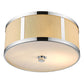 HomeRoots Butler 2-Light Polished Chrome Pendant With Coarse Cream Linen Shade And Opal Acrylic Diffuser