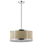 HomeRoots Butler 2-Light Polished Chrome Pendant With Coarse Cream Linen Shade And Opal Acrylic Diffuser