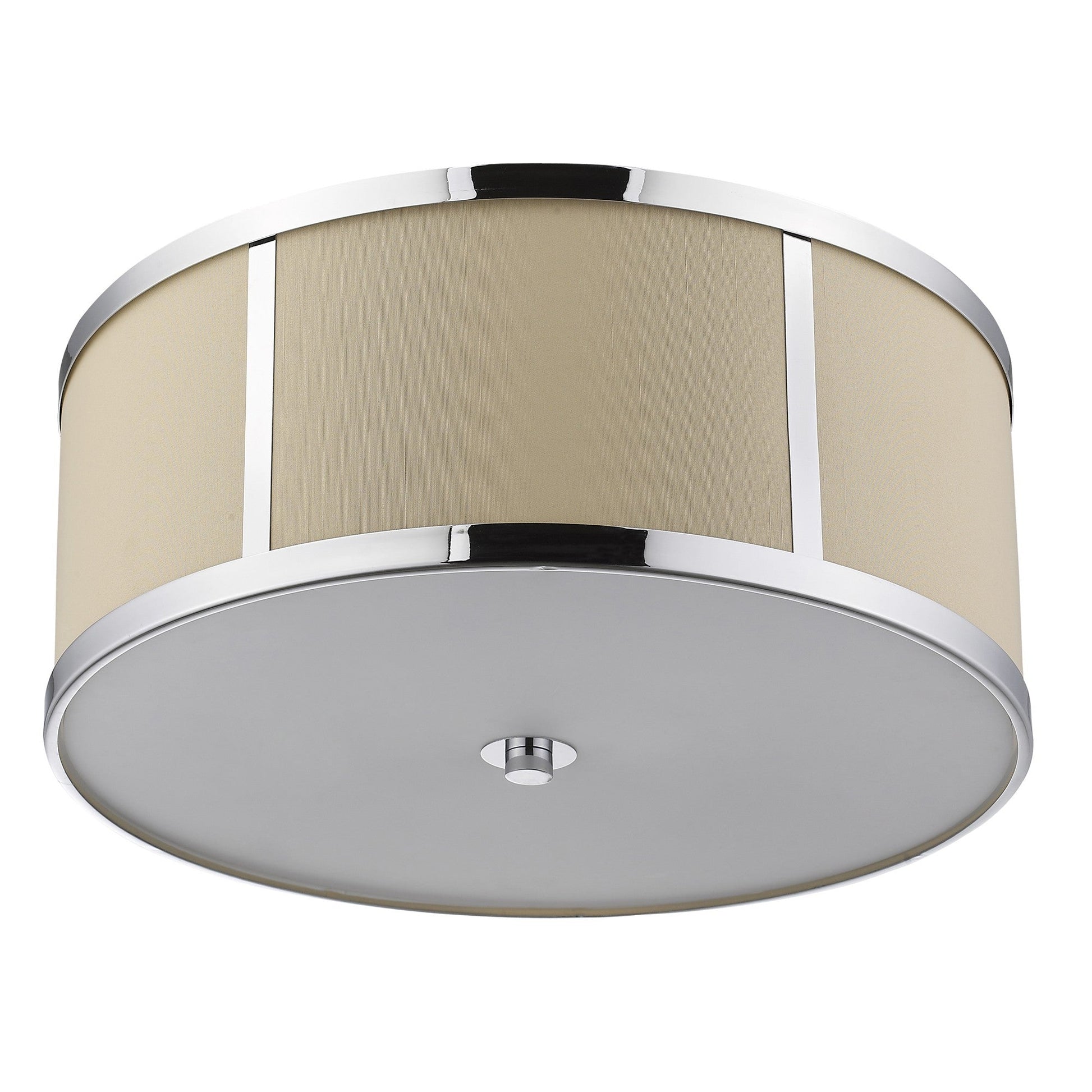 HomeRoots Butler 3-Light Pendant With Coarse Cream Linen Shade And Opal Acrylic Diffuser in Polished Chrome Finish