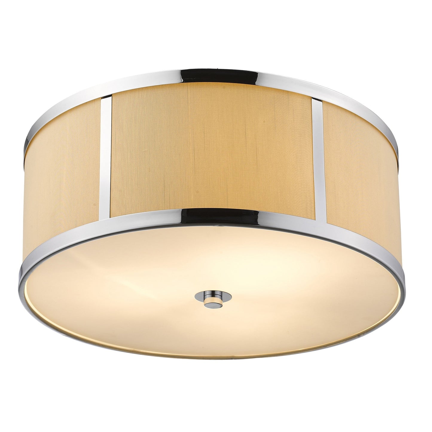 HomeRoots Butler 3-Light Pendant With Coarse Cream Linen Shade And Opal Acrylic Diffuser in Polished Chrome Finish