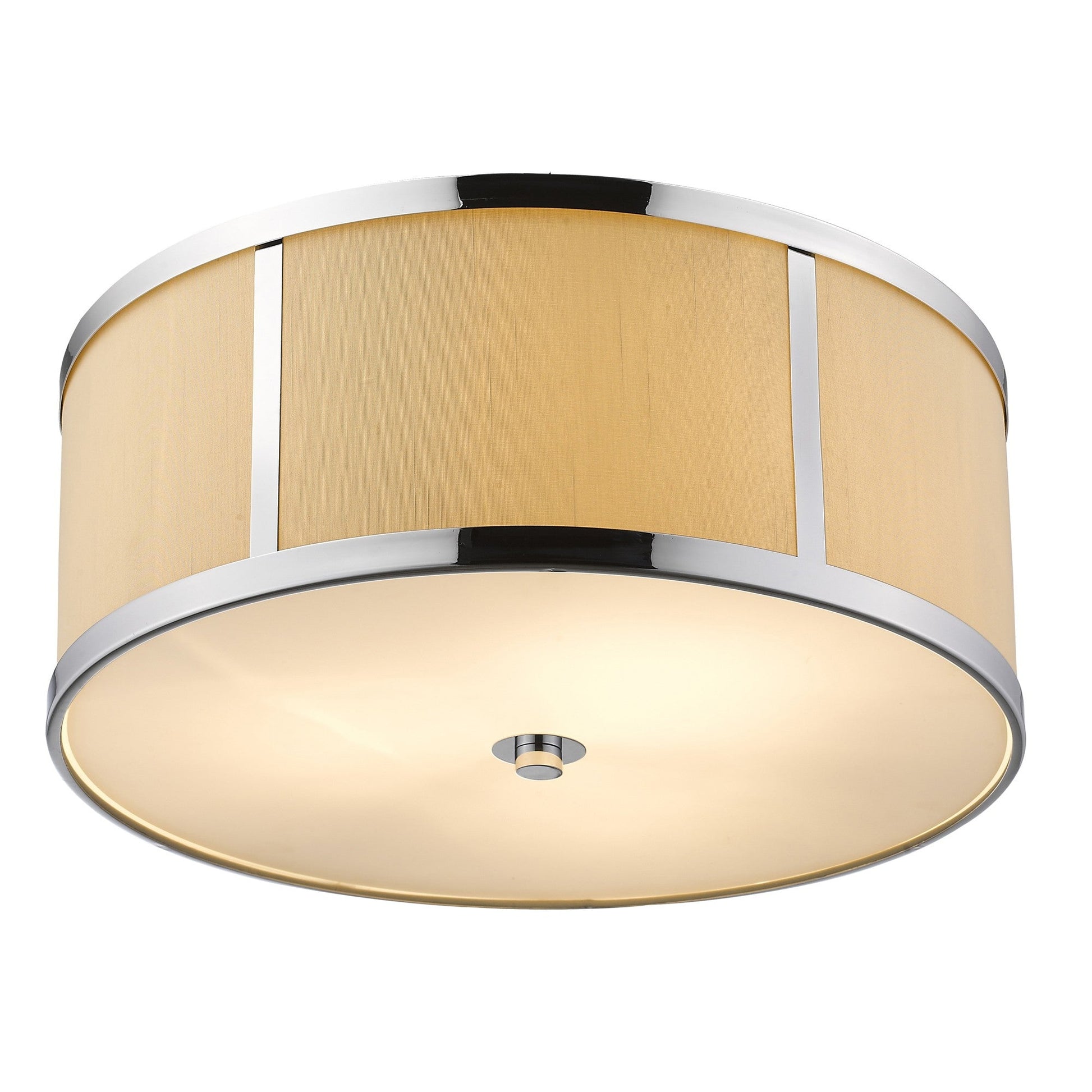 HomeRoots Butler 3-Light Pendant With Coarse Cream Linen Shade And Opal Acrylic Diffuser in Polished Chrome Finish