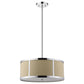 HomeRoots Butler 3-Light Pendant With Coarse Cream Linen Shade And Opal Acrylic Diffuser in Polished Chrome Finish