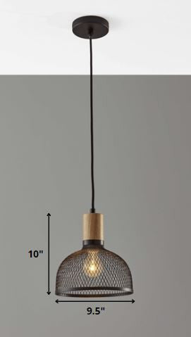 HomeRoots Caged Small Metal Ceiling Pendant in Matte Black Finish