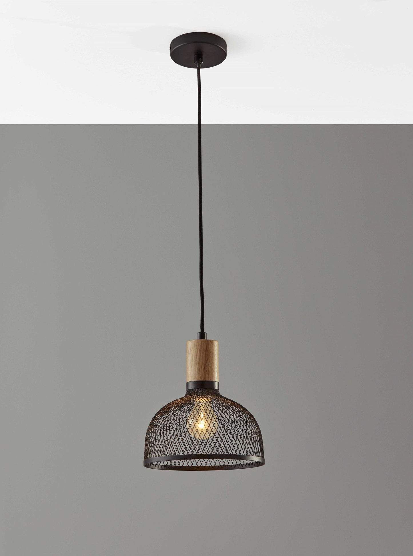 HomeRoots Caged Small Metal Ceiling Pendant in Matte Black Finish