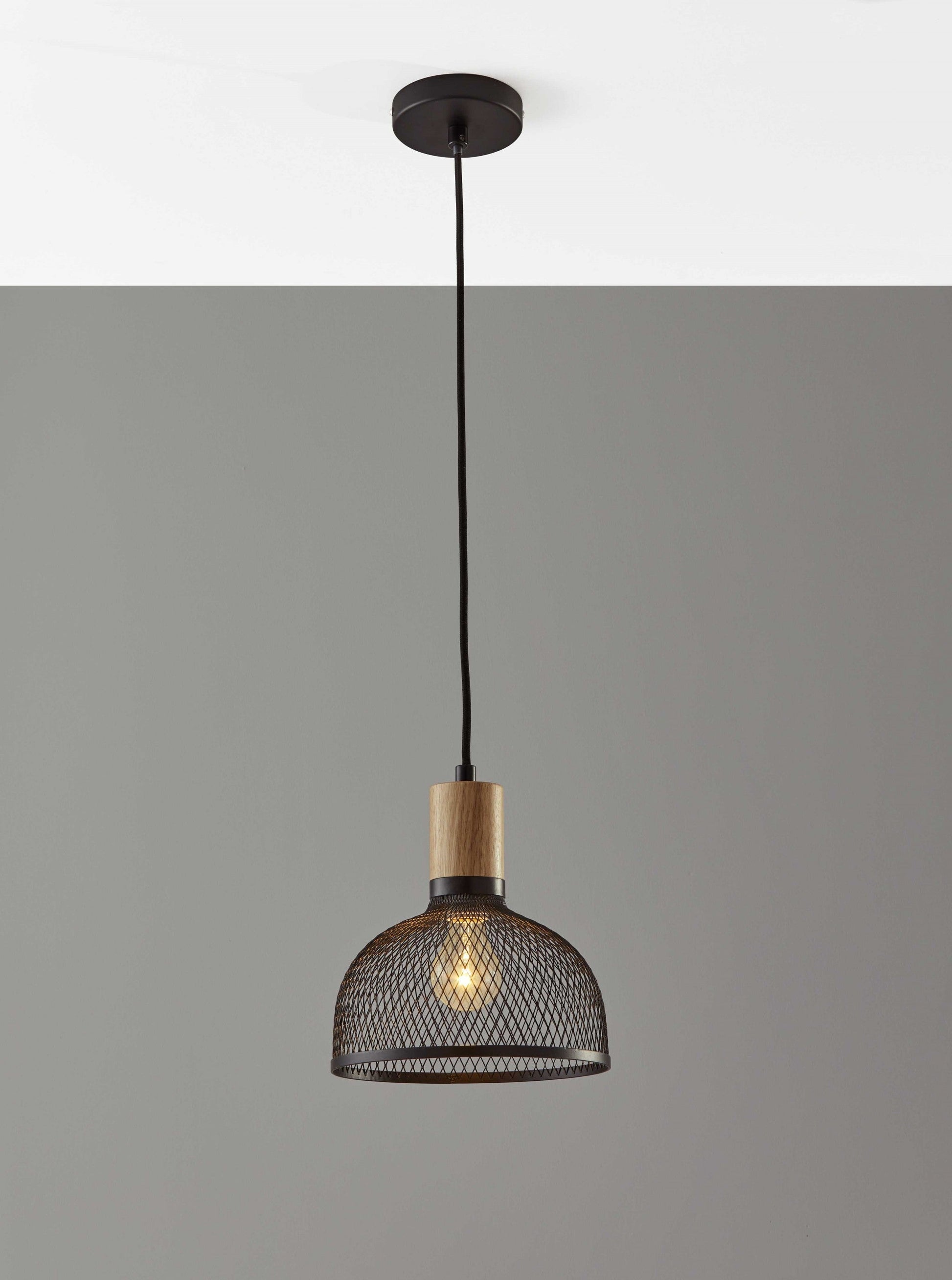 HomeRoots Caged Small Metal Ceiling Pendant in Matte Black Finish
