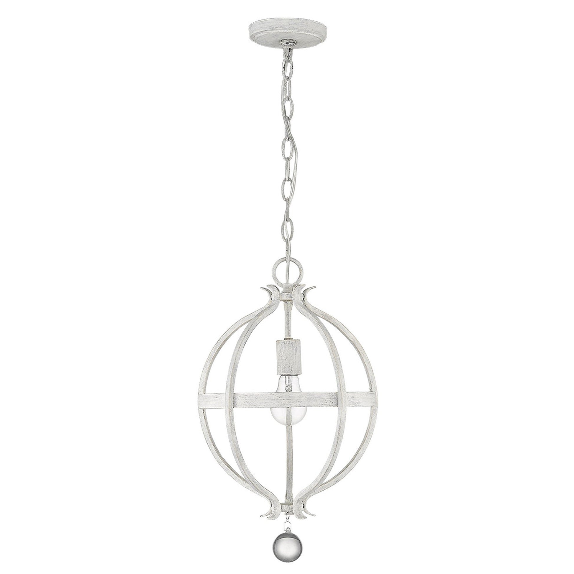 HomeRoots Callie 1-Light Pendant With Country White Finish
