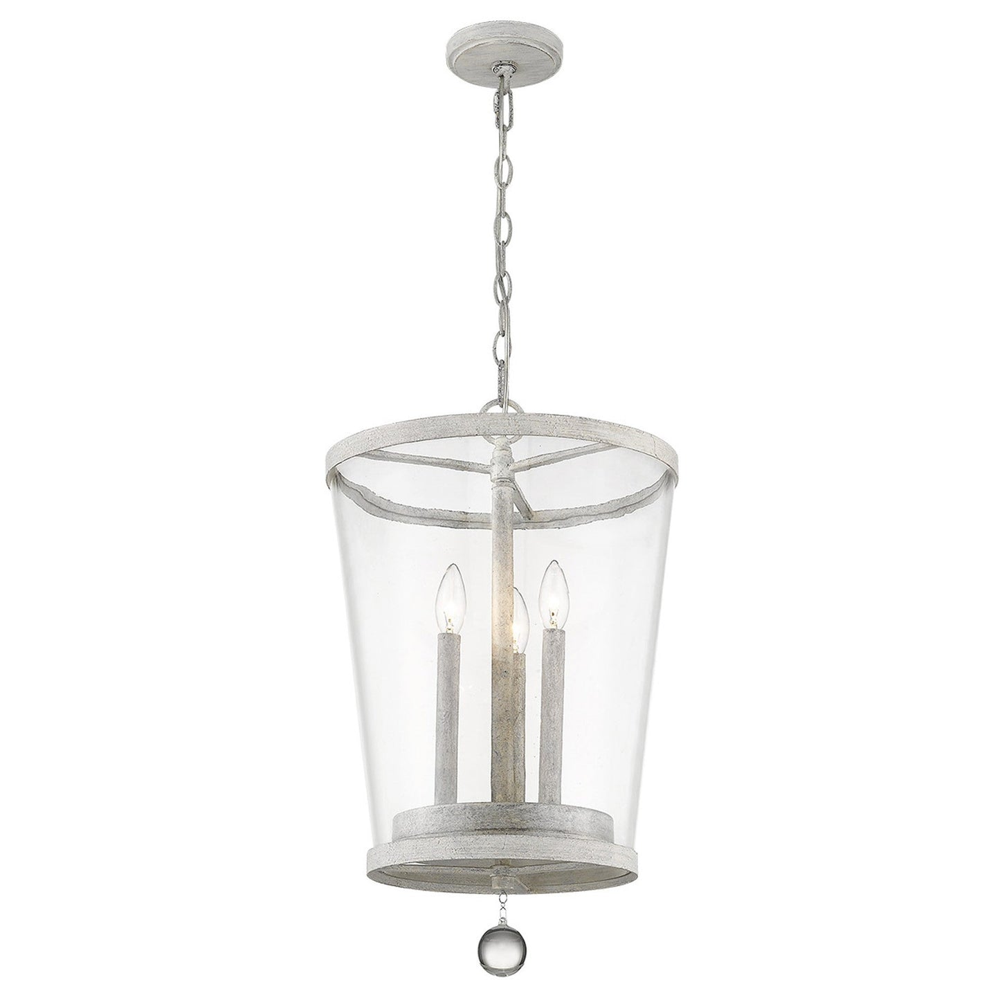 HomeRoots Callie 3-Light Country Foyer Pendant in White Finish