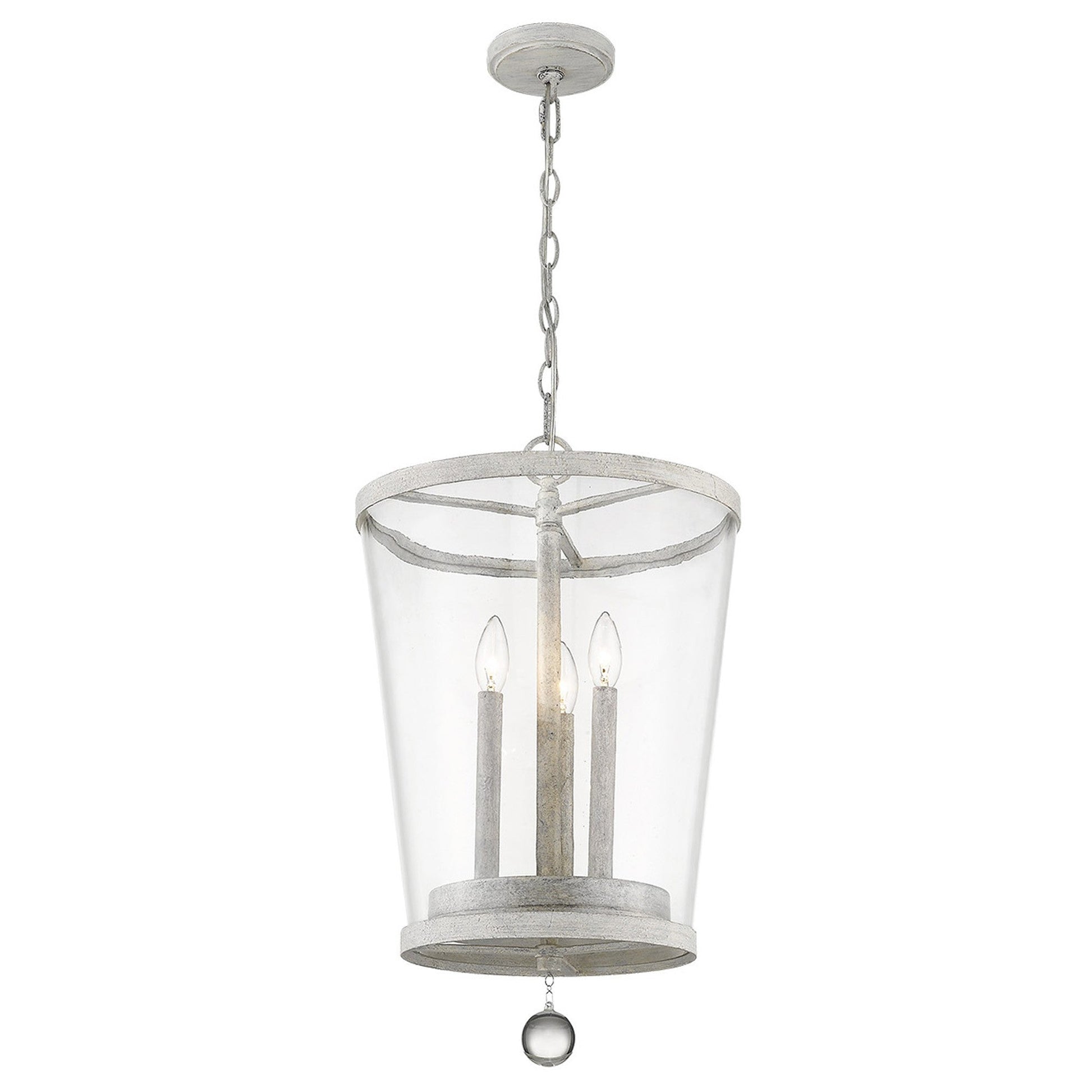 HomeRoots Callie 3-Light Country Foyer Pendant in White Finish
