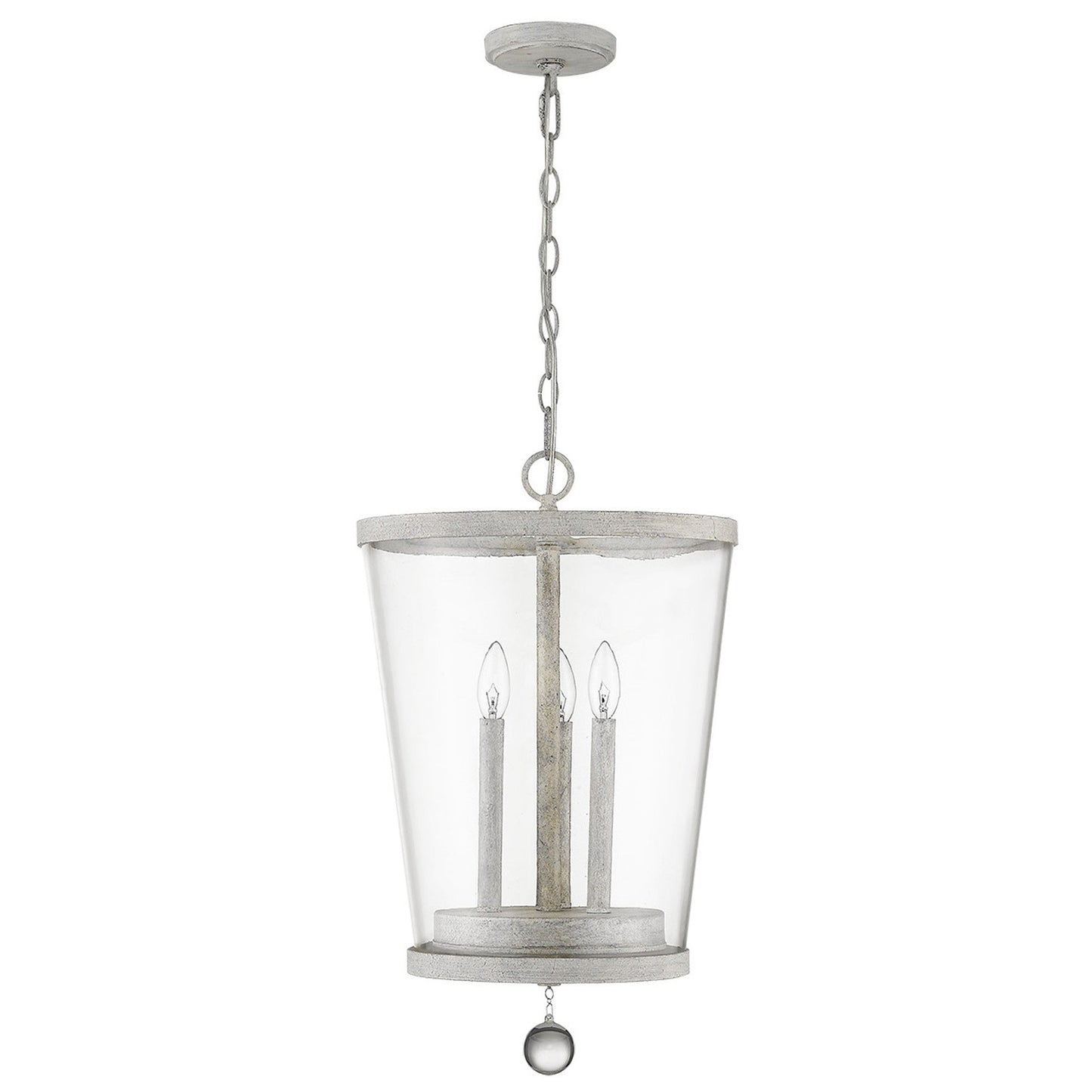 HomeRoots Callie 3-Light Country Foyer Pendant in White Finish