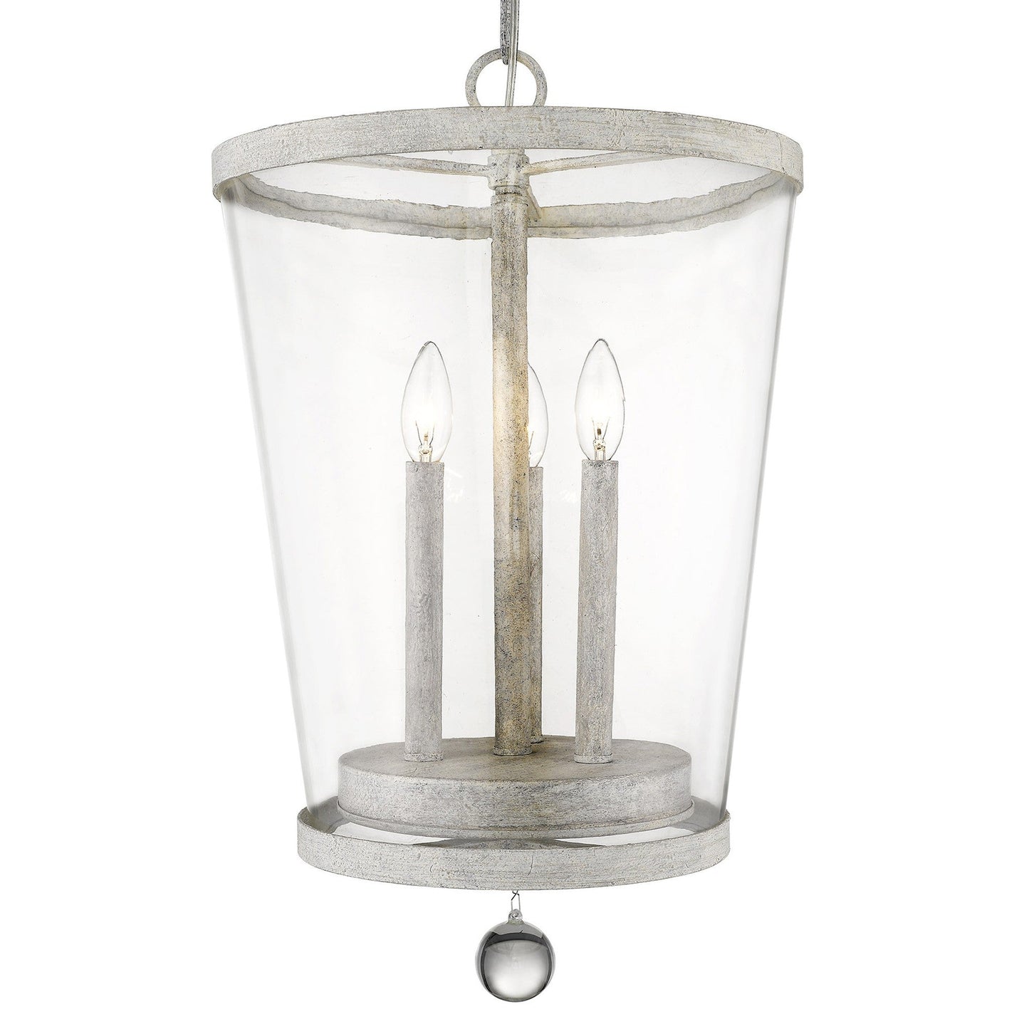 HomeRoots Callie 3-Light Country Foyer Pendant in White Finish