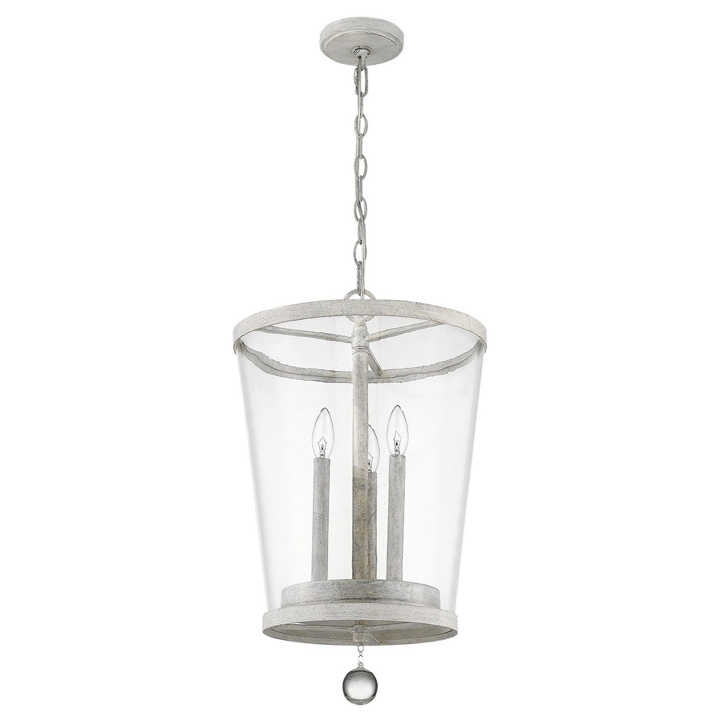 HomeRoots Callie 3-Light Country Foyer Pendant in White Finish