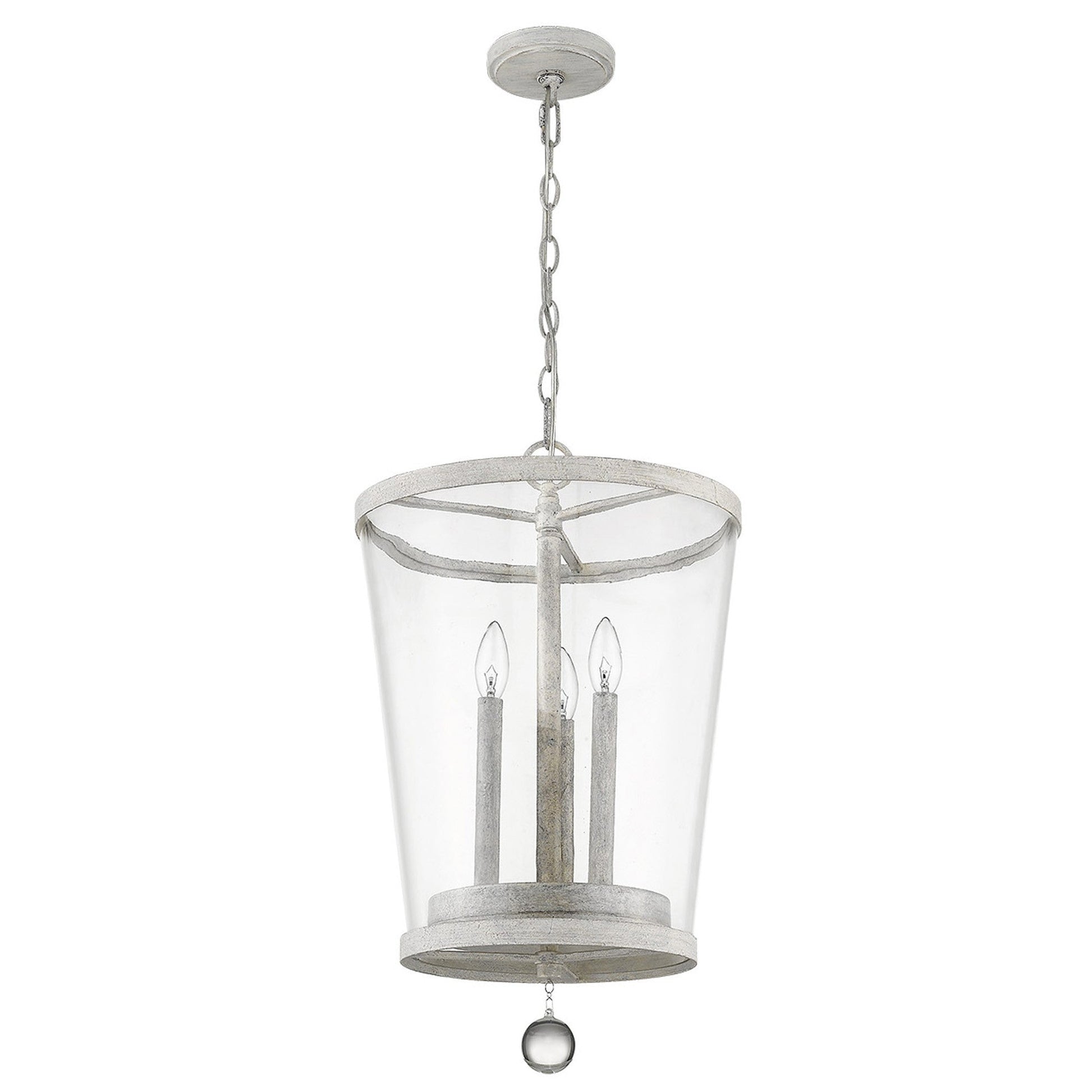 HomeRoots Callie 3-Light Country Foyer Pendant in White Finish