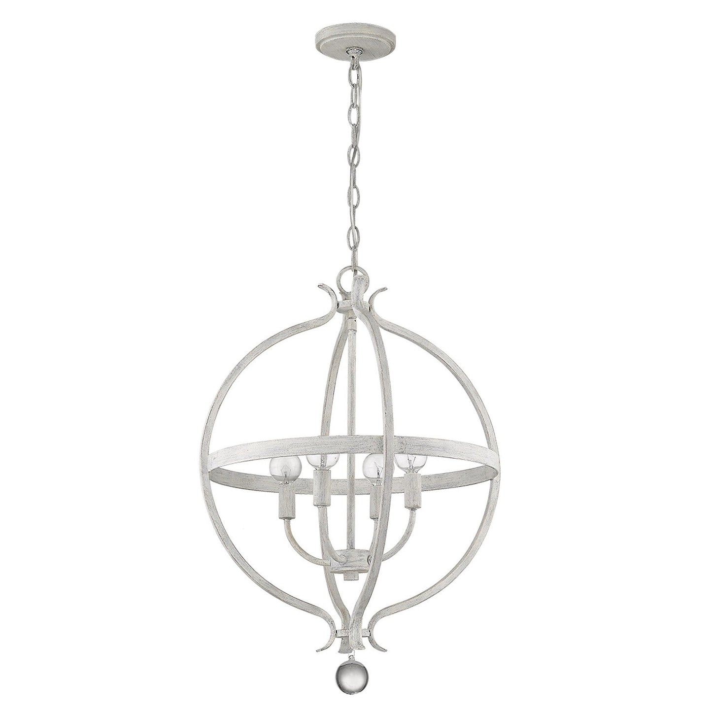 HomeRoots Callie 4-Light Country Pendant Lighting in White Finish