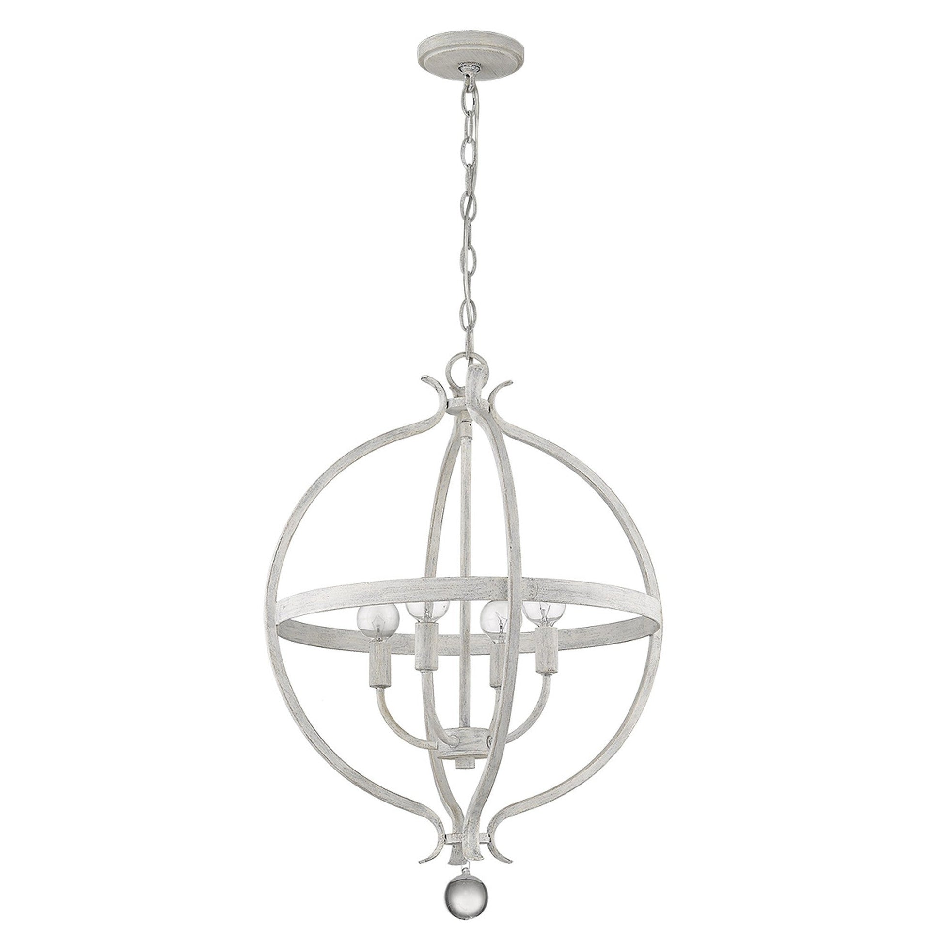 HomeRoots Callie 4-Light Country Pendant Lighting in White Finish