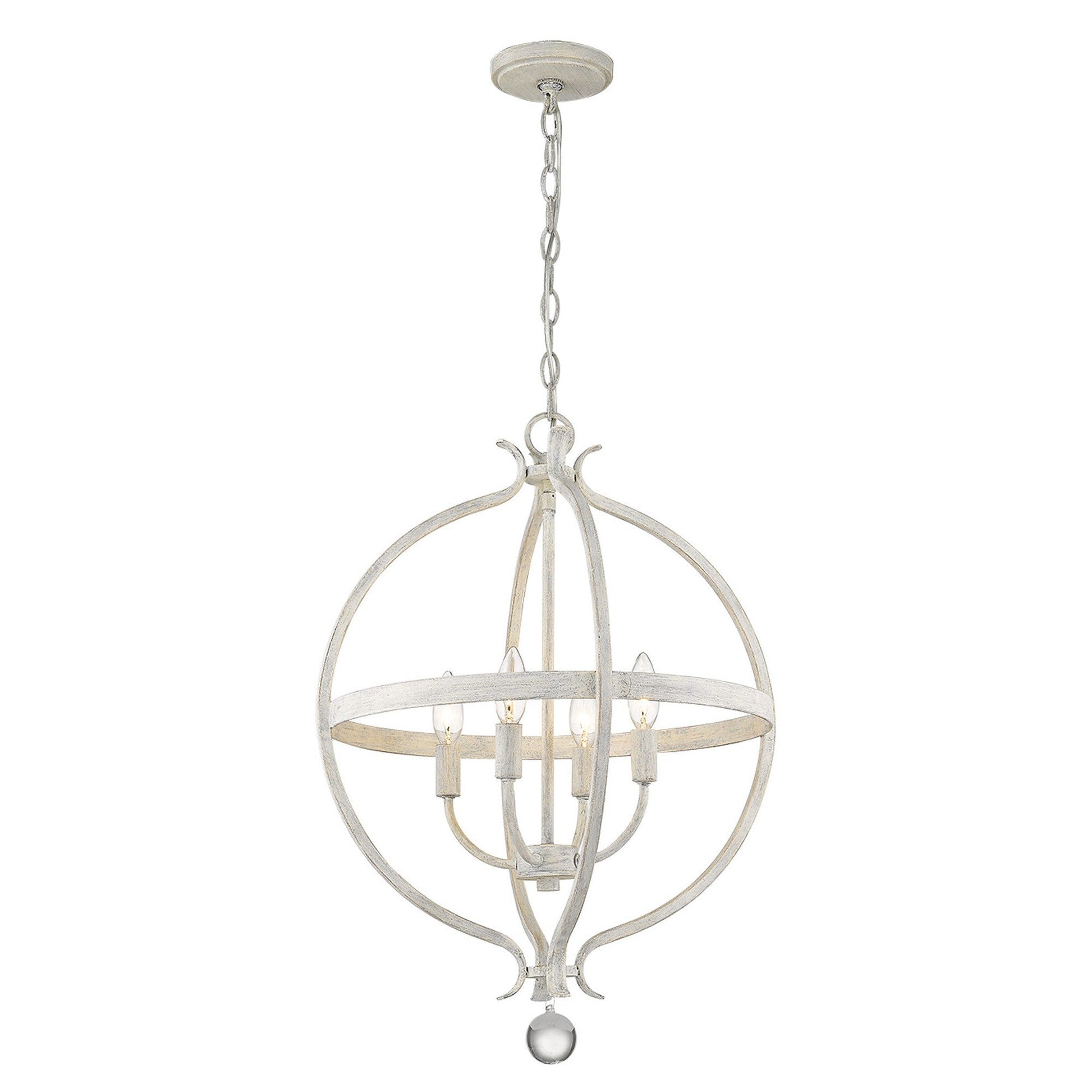 HomeRoots Callie 4-Light Country Pendant Lighting in White Finish