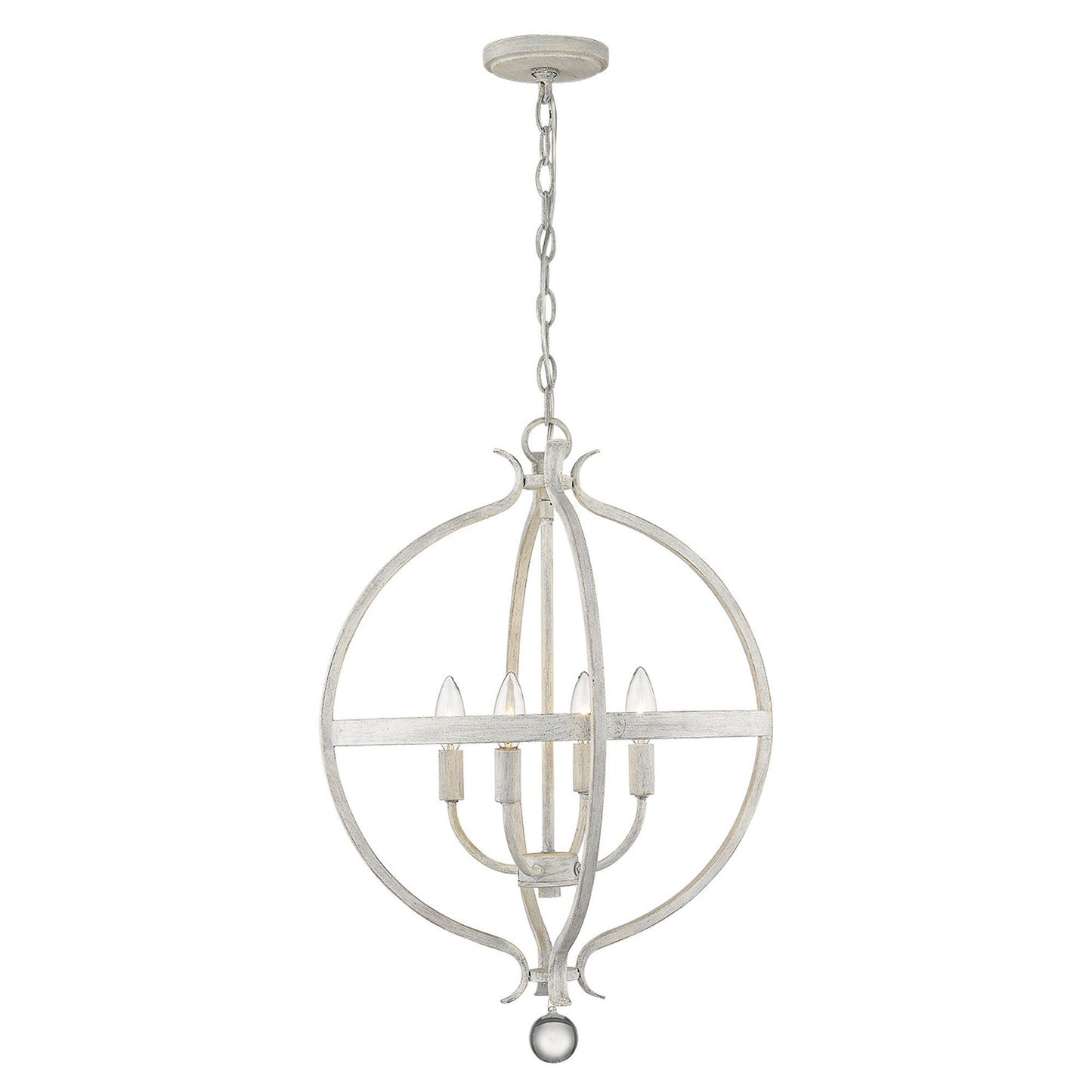 HomeRoots Callie 4-Light Country Pendant Lighting in White Finish