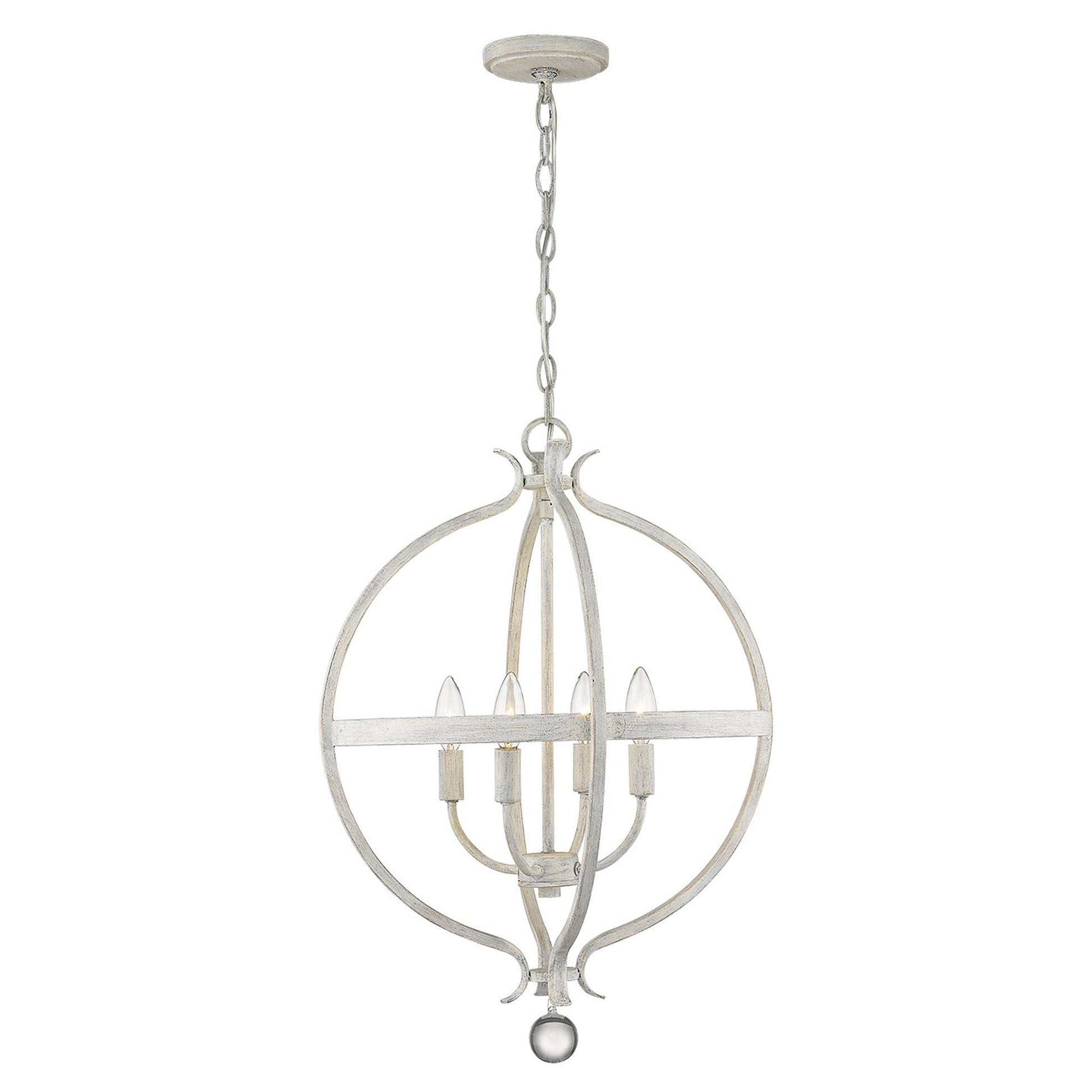 HomeRoots Callie 4-Light Country Pendant Lighting in White Finish