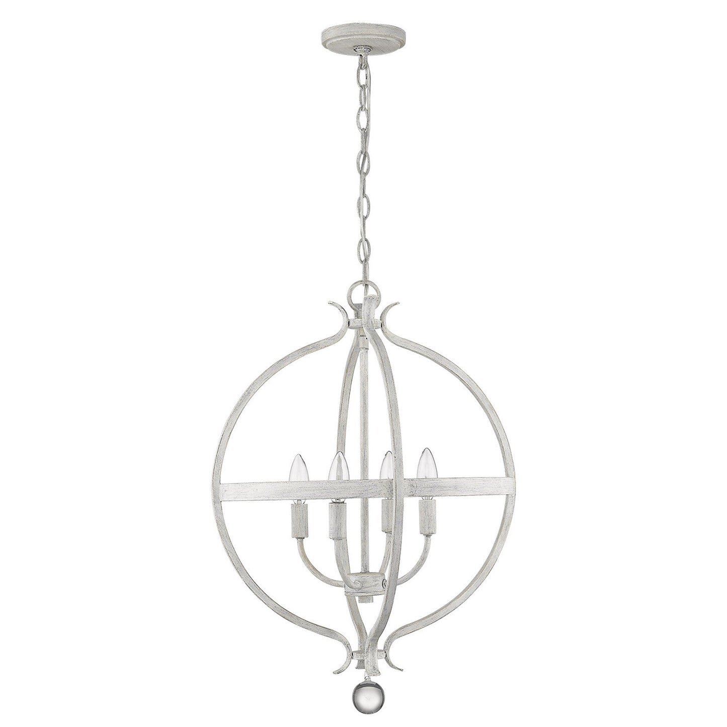 HomeRoots Callie 4-Light Country Pendant Lighting in White Finish